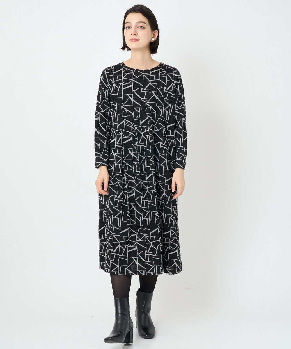 PHPAD22450 GEORGES RECH(小さいサイズ)(メゾン ドゥ サンク)  [日本製]ダブルフェイスロゴワンピース ネイビー