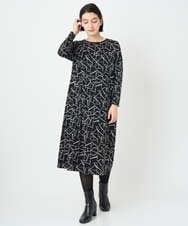 PHPAD22450 GEORGES RECH(小さいサイズ)(メゾン ドゥ サンク)  [日本製]ダブルフェイスロゴワンピース ネイビー