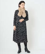 PHPAD22450 GEORGES RECH(小さいサイズ)(メゾン ドゥ サンク)  [日本製]ダブルフェイスロゴワンピース ネイビー