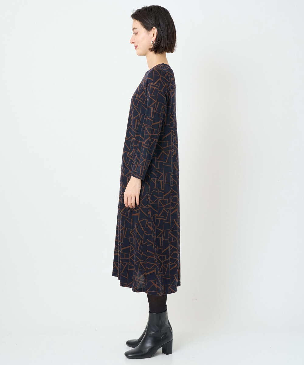 PHPAD22450 GEORGES RECH(小さいサイズ)(メゾン ドゥ サンク)  [日本製]ダブルフェイスロゴワンピース ネイビー