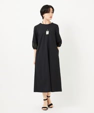 PHPGA41430 GEORGES RECH(小さいサイズ)(メゾン ドゥ サンク)  [日本製]ストレッチランタンスリーブナローワンピース ブラック