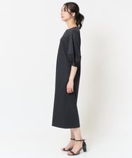 PHPGA41430 GEORGES RECH(小さいサイズ)(メゾン ドゥ サンク)  [日本製]ストレッチランタンスリーブナローワンピース ブラック