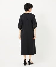 PHPGA41430 GEORGES RECH(小さいサイズ)(メゾン ドゥ サンク)  [日本製]ストレッチランタンスリーブナローワンピース ブラック