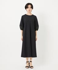 PHPGA41430 GEORGES RECH(小さいサイズ)(メゾン ドゥ サンク)  [日本製]ストレッチランタンスリーブナローワンピース ブラック