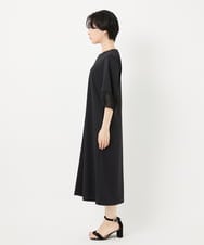 PHPGA41430 GEORGES RECH(小さいサイズ)(メゾン ドゥ サンク)  [日本製]ストレッチランタンスリーブナローワンピース ブラック