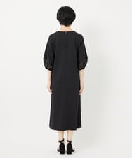 PHPGA41430 GEORGES RECH(小さいサイズ)(メゾン ドゥ サンク)  [日本製]ストレッチランタンスリーブナローワンピース ブラック
