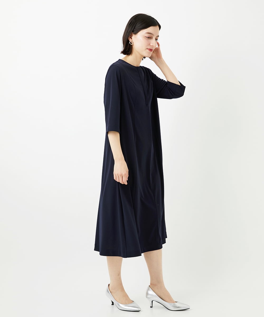 PHPGD11330 GEORGES RECH(小さいサイズ)(メゾン ドゥ サンク) ドライタッチジャージーフレアワンピース ネイビー