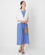 PHPHT24390 GEORGES RECH(小さいサイズ)(メゾン ドゥ サンク) [2点セット]フレンチスリーブワンピース×カーディガン ブルー×ホワイト