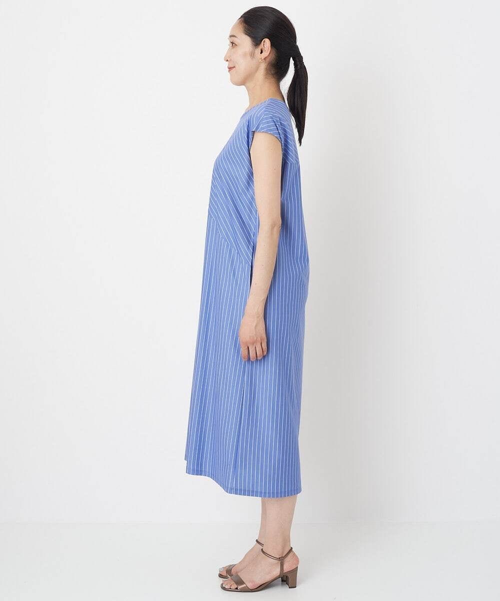 PHPHT24390 GEORGES RECH(小さいサイズ)(メゾン ドゥ サンク) [2点セット]フレンチスリーブワンピース×カーディガン ブルー×ホワイト