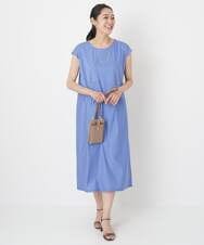PHPHT24390 GEORGES RECH(小さいサイズ)(メゾン ドゥ サンク) [2点セット]フレンチスリーブワンピース×カーディガン ブルー×ホワイト