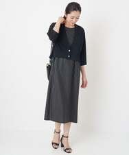 PHPHT24390 GEORGES RECH(小さいサイズ)(メゾン ドゥ サンク) [2点セット]フレンチスリーブワンピース×カーディガン ブルー×ホワイト