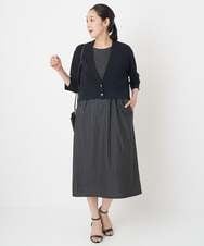 PHPHT24390 GEORGES RECH(小さいサイズ)(メゾン ドゥ サンク) [2点セット]フレンチスリーブワンピース×カーディガン ブルー×ホワイト
