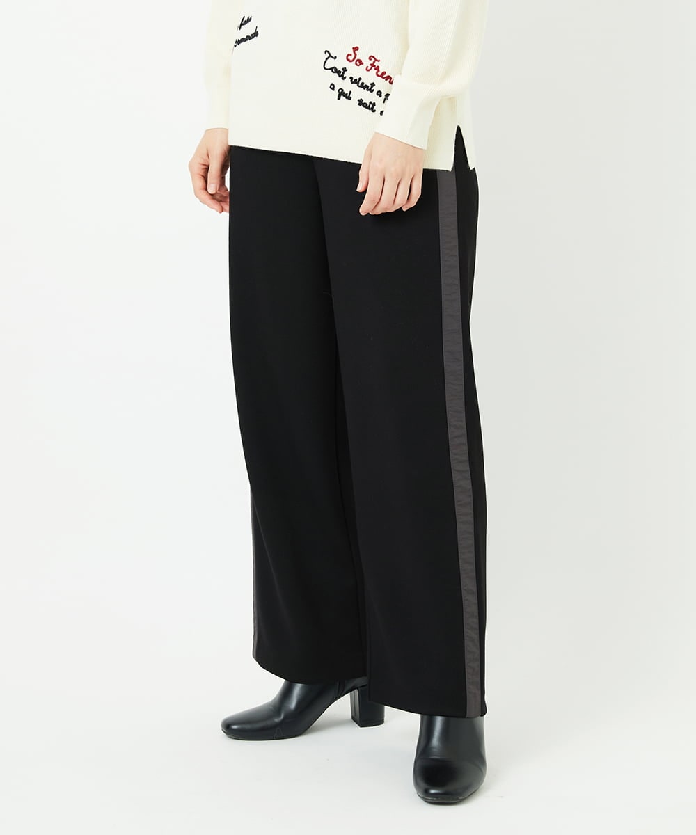 PHQAD01250 GEORGES RECH(小さいサイズ)(メゾン ドゥ サンク) ストレッチダンボールストレートワイドパンツ ブラック