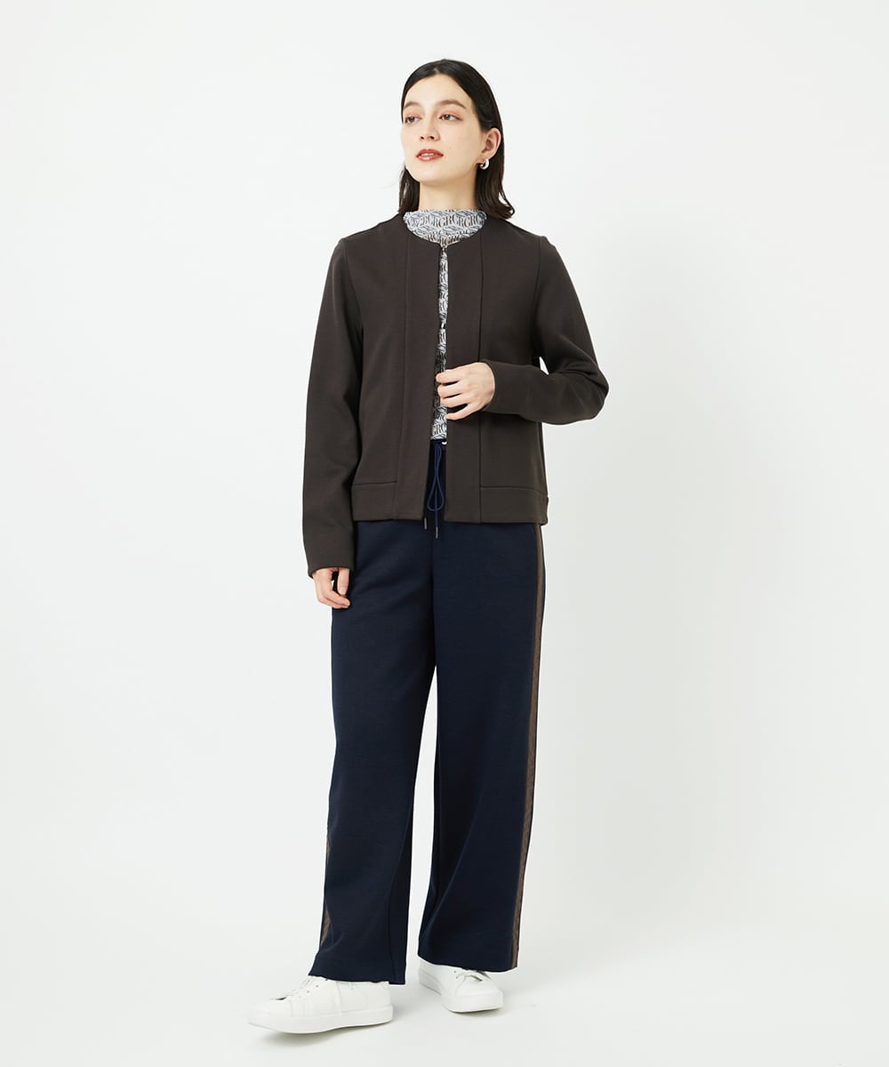 PHQAD01250 GEORGES RECH(小さいサイズ)(メゾン ドゥ サンク) ストレッチダンボールストレートワイドパンツ ブラック