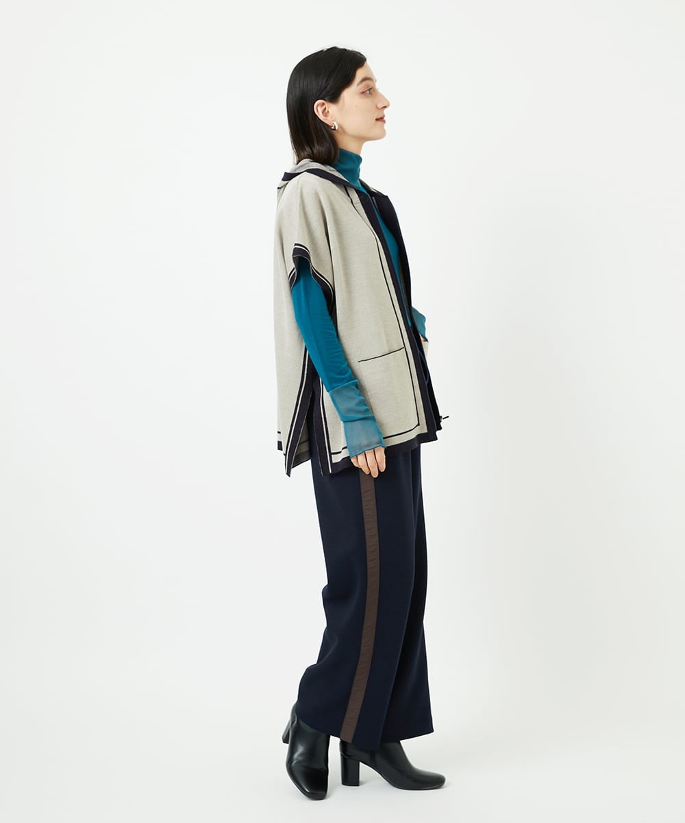 PHQAD01250 GEORGES RECH(小さいサイズ)(メゾン ドゥ サンク) ストレッチダンボールストレートワイドパンツ ブラック