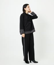 PHQAD01250 GEORGES RECH(小さいサイズ)(メゾン ドゥ サンク) ストレッチダンボールストレートワイドパンツ ブラック