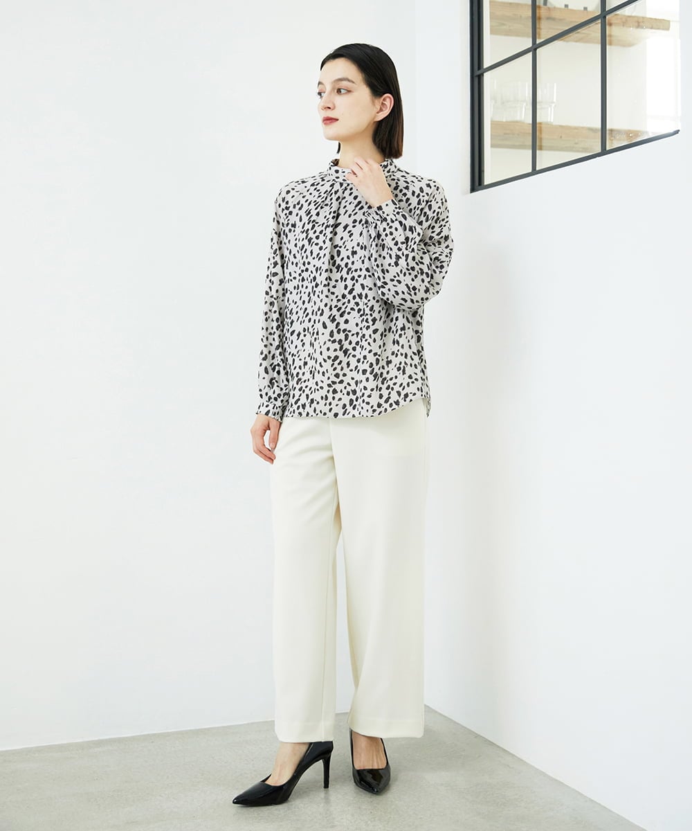 PHQAD39190 GEORGES RECH(小さいサイズ)(メゾン ドゥ サンク)  [日本製]ウーリッチ両面起毛ストレートパンツ グレー系(千鳥柄)