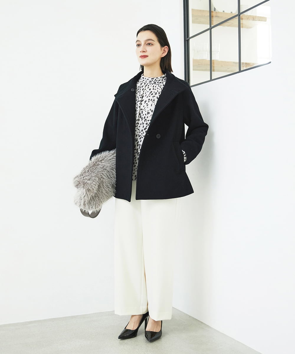 PHQAD39190 GEORGES RECH(小さいサイズ)(メゾン ドゥ サンク)  [日本製]ウーリッチ両面起毛ストレートパンツ グレー系(千鳥柄)