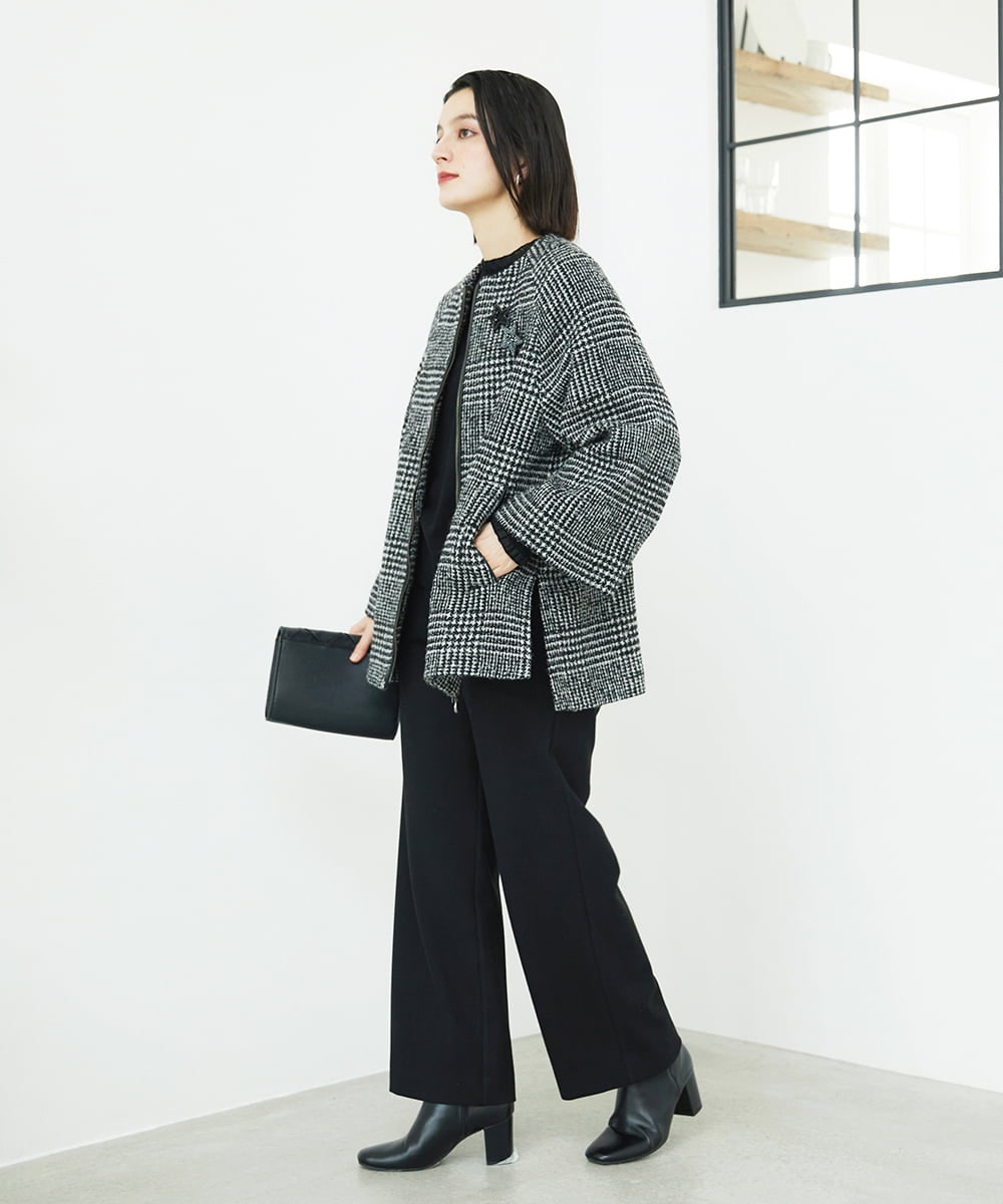 PHQAD39190 GEORGES RECH(小さいサイズ)(メゾン ドゥ サンク)  [日本製]ウーリッチ両面起毛ストレートパンツ グレー系(千鳥柄)