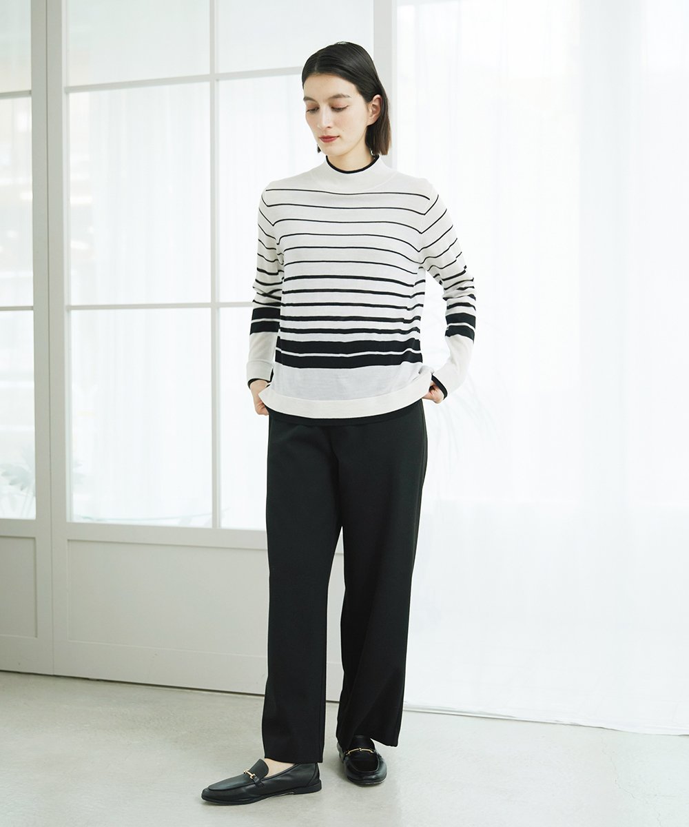 PHQAD39190 GEORGES RECH(小さいサイズ)(メゾン ドゥ サンク)  [日本製]ウーリッチ両面起毛ストレートパンツ グレー系(千鳥柄)