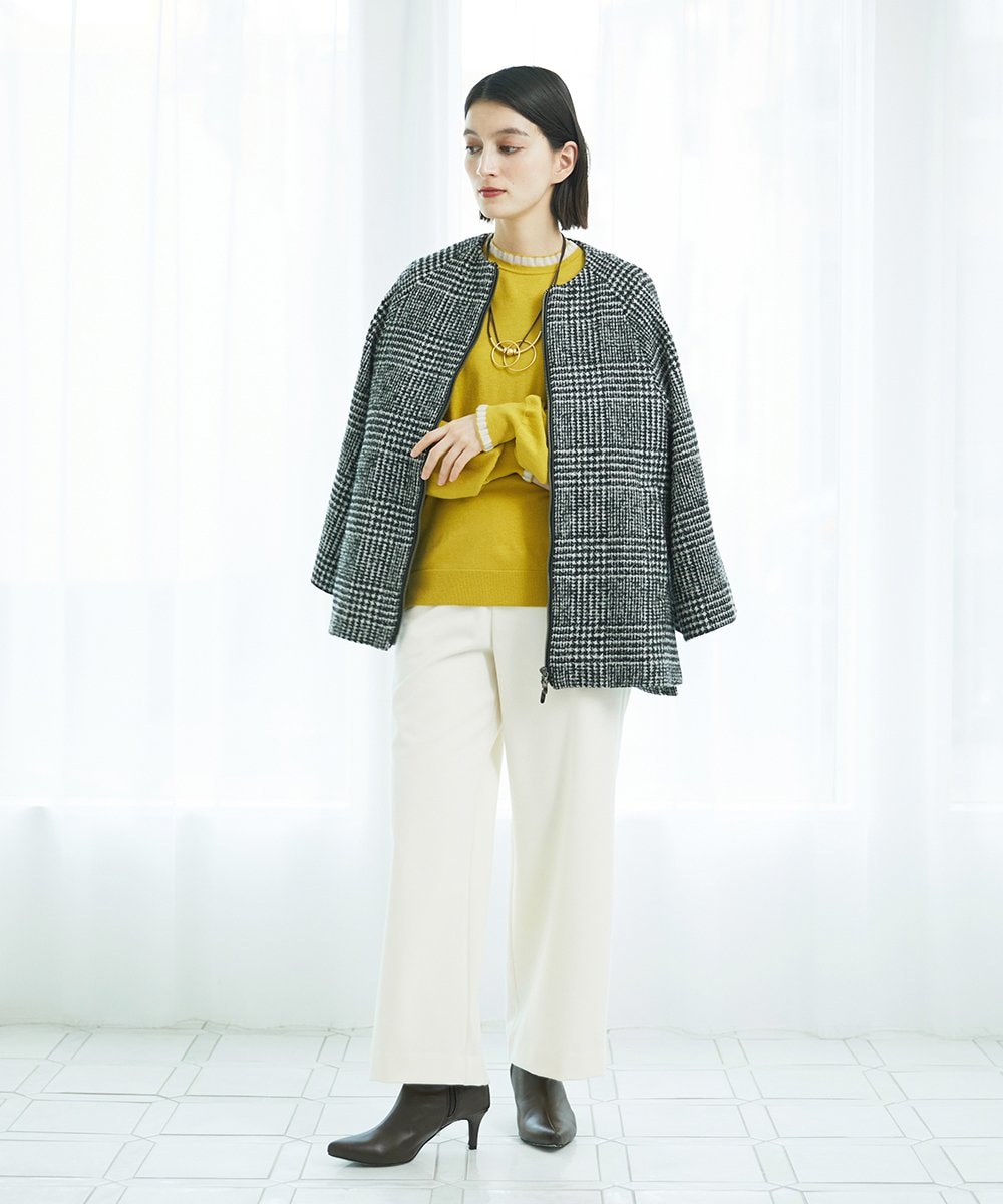 PHQAD39190 GEORGES RECH(小さいサイズ)(メゾン ドゥ サンク)  [日本製]ウーリッチ両面起毛ストレートパンツ グレー系(千鳥柄)