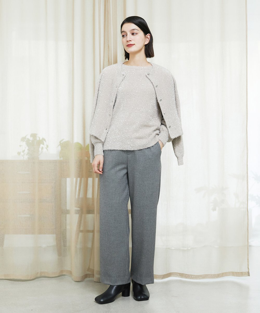 PHQAD39190 GEORGES RECH(小さいサイズ)(メゾン ドゥ サンク)  [日本製]ウーリッチ両面起毛ストレートパンツ グレー系(千鳥柄)