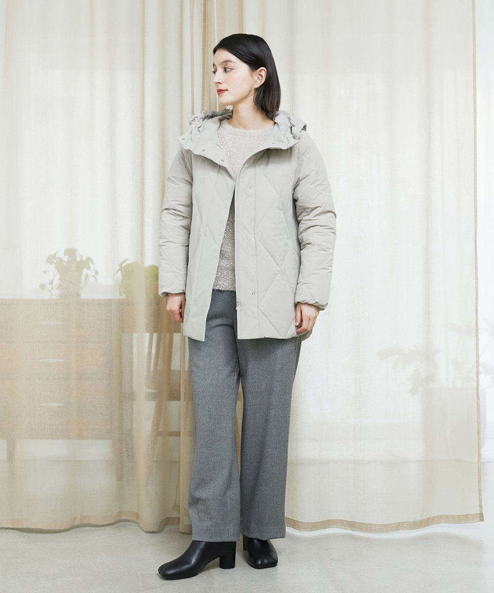 PHQAD39190 GEORGES RECH(小さいサイズ)(メゾン ドゥ サンク)  [日本製]ウーリッチ両面起毛ストレートパンツ グレー系(千鳥柄)