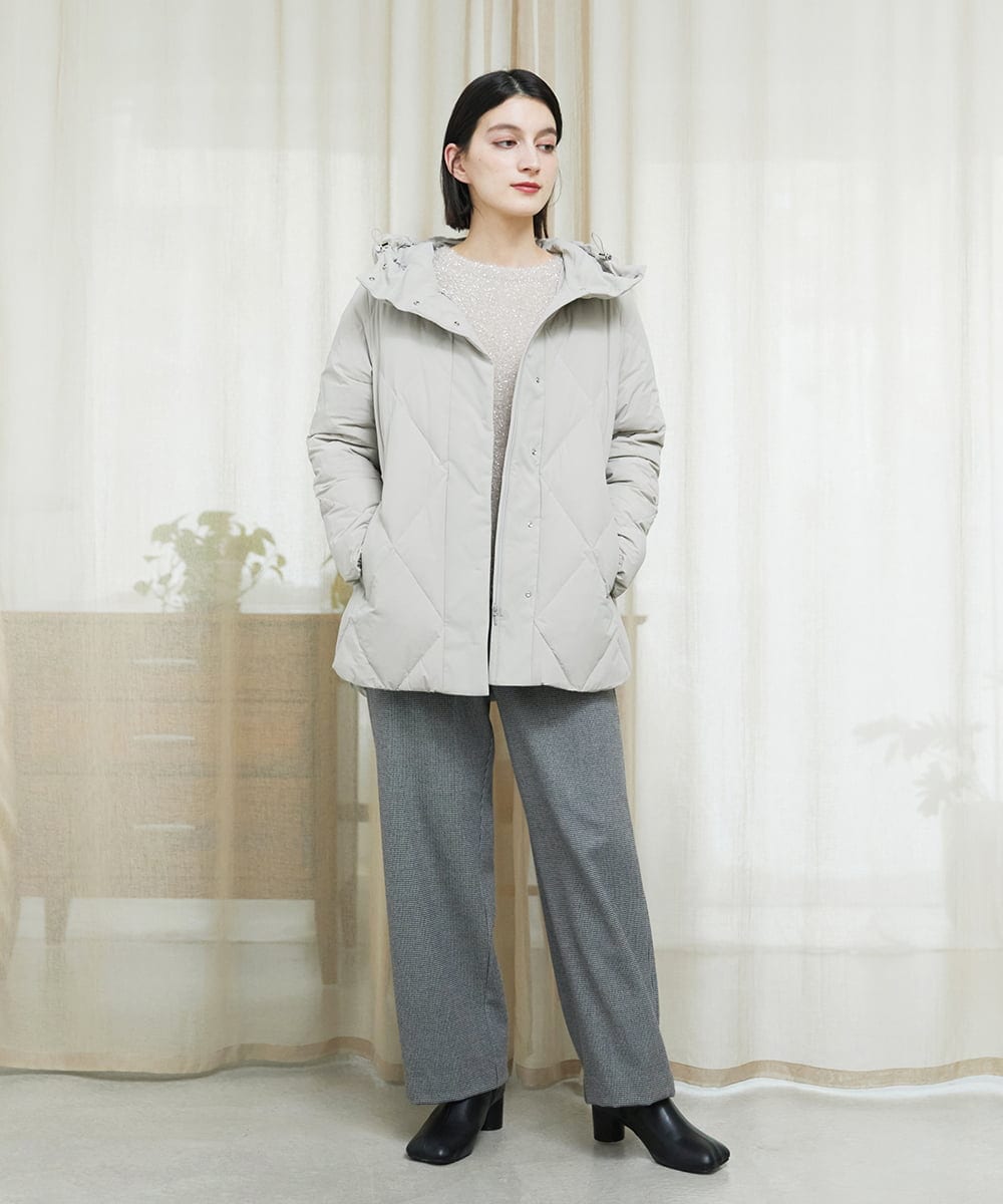 PHQAD39190 GEORGES RECH(小さいサイズ)(メゾン ドゥ サンク)  [日本製]ウーリッチ両面起毛ストレートパンツ グレー系(千鳥柄)