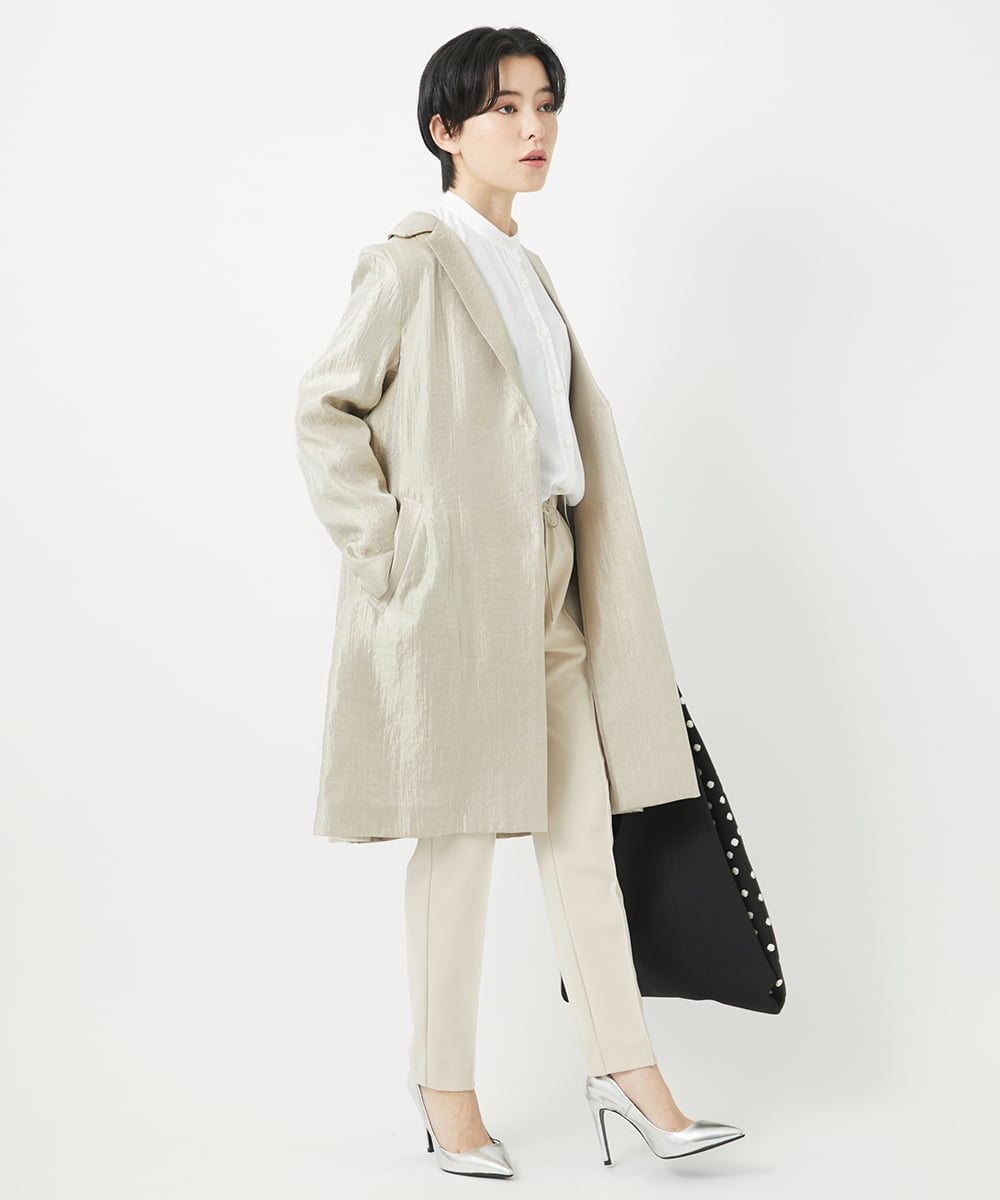 PHQEB19190 GEORGES RECH(小さいサイズ)(メゾン ドゥ サンク)  [日本製]カットジョーゼットセンタープレスイージーパンツ グリーン