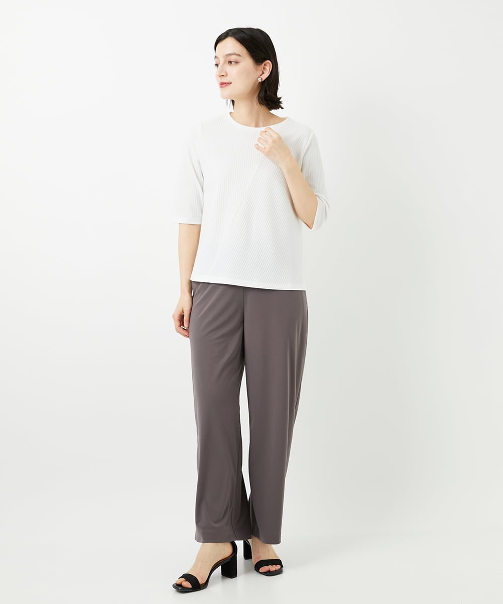 PHQGD11210 GEORGES RECH(小さいサイズ)(メゾン ドゥ サンク)  [セットアップ対応]ドライタッチジャージーワイドストレートパンツ ベージュ