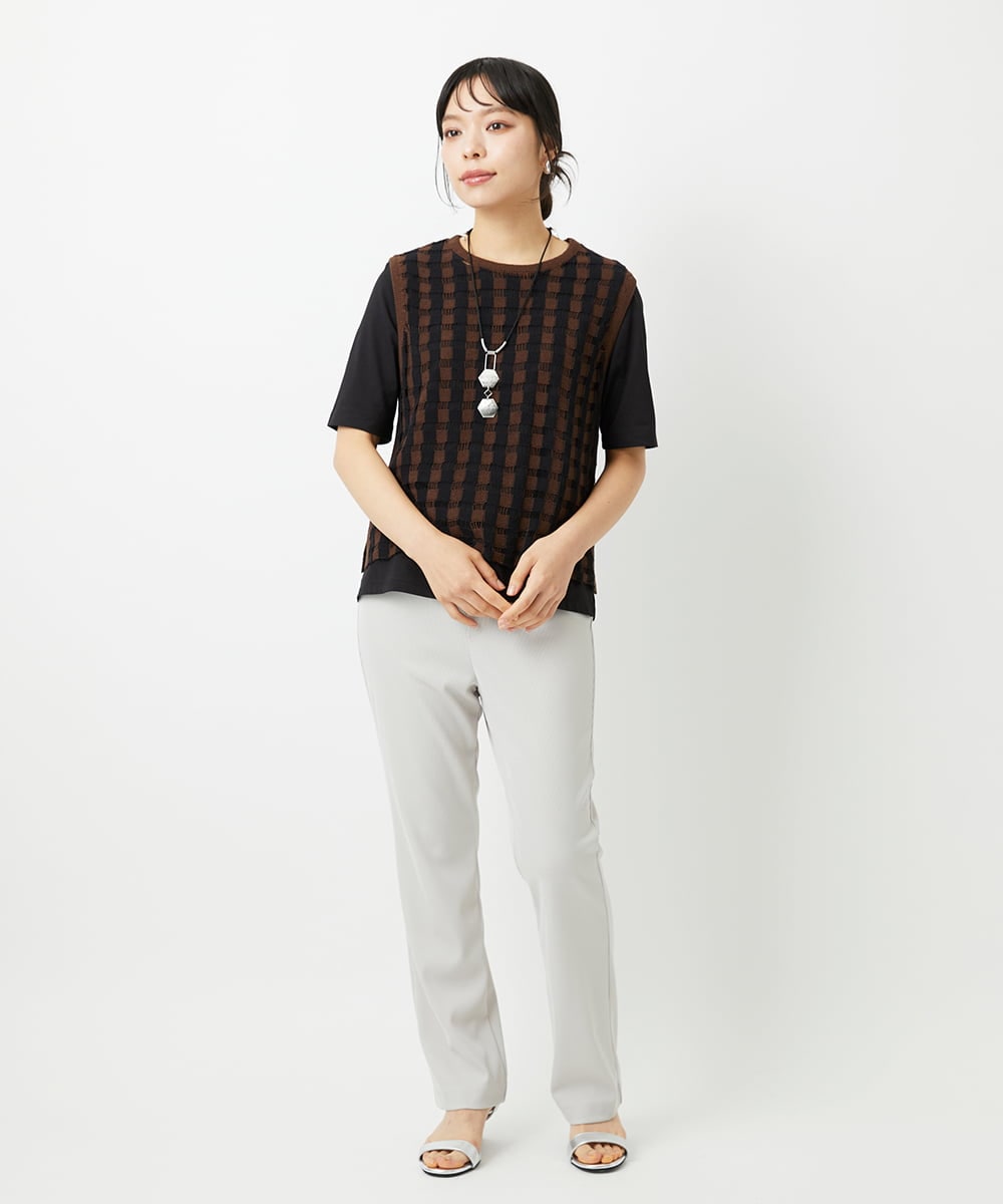PHQHE71160 GEORGES RECH(小さいサイズ)(メゾン ドゥ サンク)  [日本製]ストレートリブパンツ ライトグレー