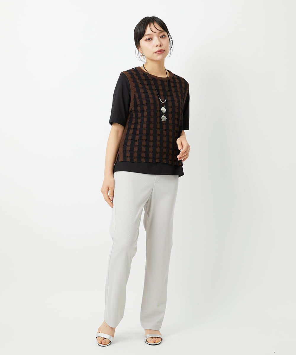PHQHE71160 GEORGES RECH(小さいサイズ)(メゾン ドゥ サンク)  [日本製]ストレートリブパンツ ライトグレー