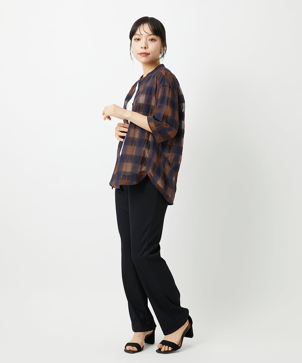 PHQHE71160 GEORGES RECH(小さいサイズ)(メゾン ドゥ サンク)  [日本製]ストレートリブパンツ ライトグレー