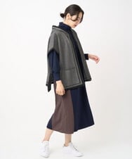 PHSAD03330 GEORGES RECH(小さいサイズ)(メゾン ドゥ サンク) ダブルジャカードニットポンチョ ベージュ