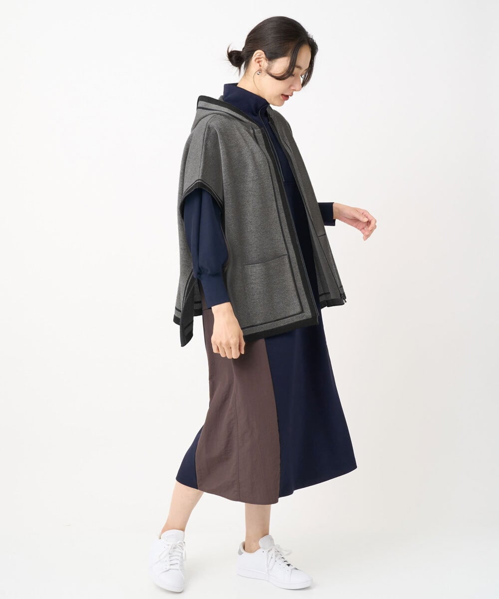 PHSAD03330 GEORGES RECH(小さいサイズ)(メゾン ドゥ サンク) ダブルジャカードニットポンチョ ベージュ