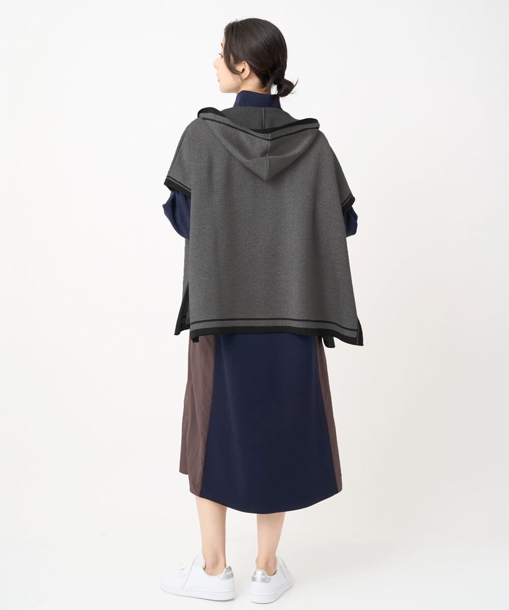 PHSAD03330 GEORGES RECH(小さいサイズ)(メゾン ドゥ サンク) ダブルジャカードニットポンチョ ベージュ