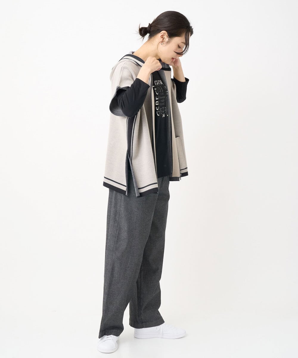 PHSAD03330 GEORGES RECH(小さいサイズ)(メゾン ドゥ サンク) ダブルジャカードニットポンチョ ベージュ