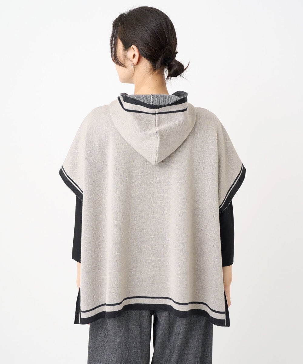 PHSAD03330 GEORGES RECH(小さいサイズ)(メゾン ドゥ サンク) ダブルジャカードニットポンチョ ベージュ