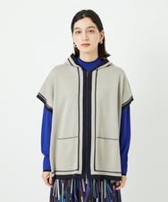 PHSAD03330 GEORGES RECH(小さいサイズ)(メゾン ドゥ サンク) ダブルジャカードニットポンチョ ベージュ