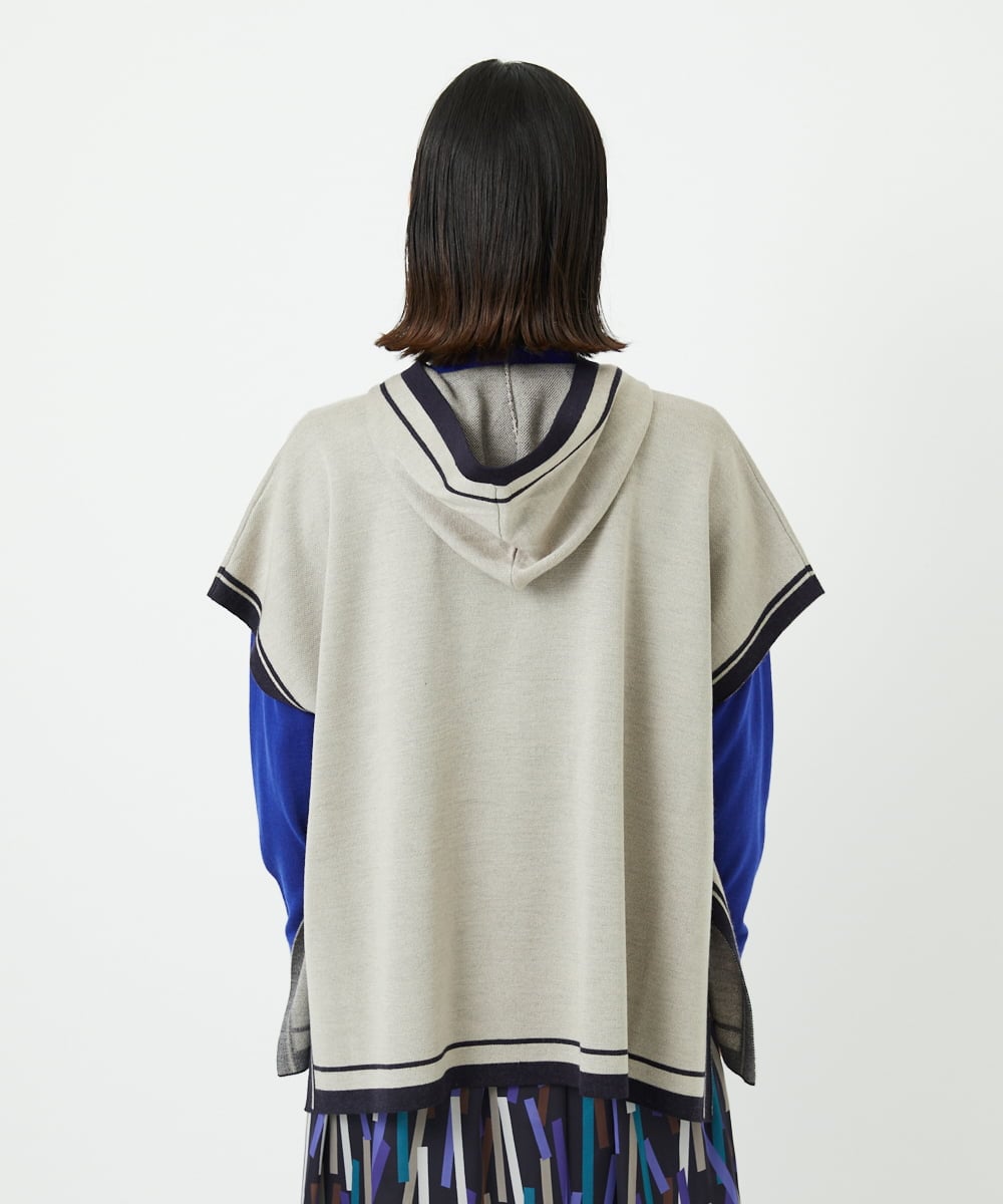 PHSAD03330 GEORGES RECH(小さいサイズ)(メゾン ドゥ サンク) ダブルジャカードニットポンチョ ベージュ