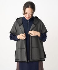 PHSAD03330 GEORGES RECH(小さいサイズ)(メゾン ドゥ サンク) ダブルジャカードニットポンチョ グレー