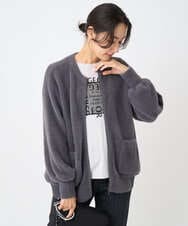 PHSAD21330 GEORGES RECH(小さいサイズ)(メゾン ドゥ サンク) フェザーヤーンリバーカーディガン ダークグレー