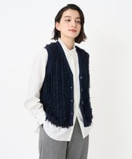 PHSAD36250 GEORGES RECH(小さいサイズ)(メゾン ドゥ サンク) ラメジャガードシャギーニットベスト ネイビー