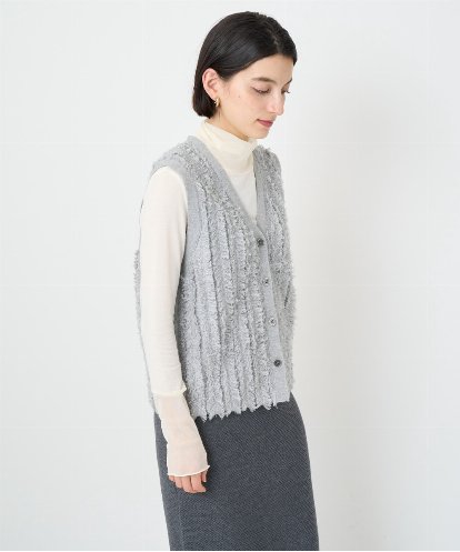 PHSAD36250 GEORGES RECH(小さいサイズ) ラメジャガードシャギーニットベスト