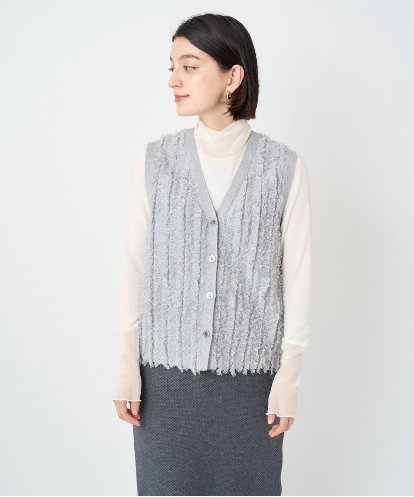 PHSAD36250 GEORGES RECH(小さいサイズ) ラメジャガードシャギーニットベスト