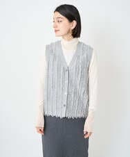 PHSAD36250 GEORGES RECH(小さいサイズ)(メゾン ドゥ サンク) ラメジャガードシャギーニットベスト ライトグレー