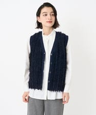 PHSAD36250 GEORGES RECH(小さいサイズ)(メゾン ドゥ サンク) ラメジャガードシャギーニットベスト ライトグレー