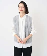 PHSAD36250 GEORGES RECH(小さいサイズ)(メゾン ドゥ サンク) ラメジャガードシャギーニットベスト ライトグレー