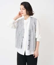 PHSAD36250 GEORGES RECH(小さいサイズ)(メゾン ドゥ サンク) ラメジャガードシャギーニットベスト ライトグレー