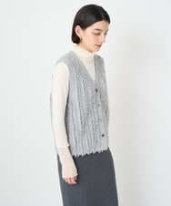 PHSAD36250 GEORGES RECH(小さいサイズ)(メゾン ドゥ サンク) ラメジャガードシャギーニットベスト ライトグレー